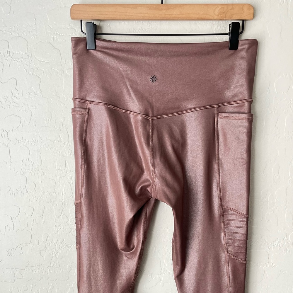 Athleta Inclination Moto tights shimmer brown M - Picture 8 of 11